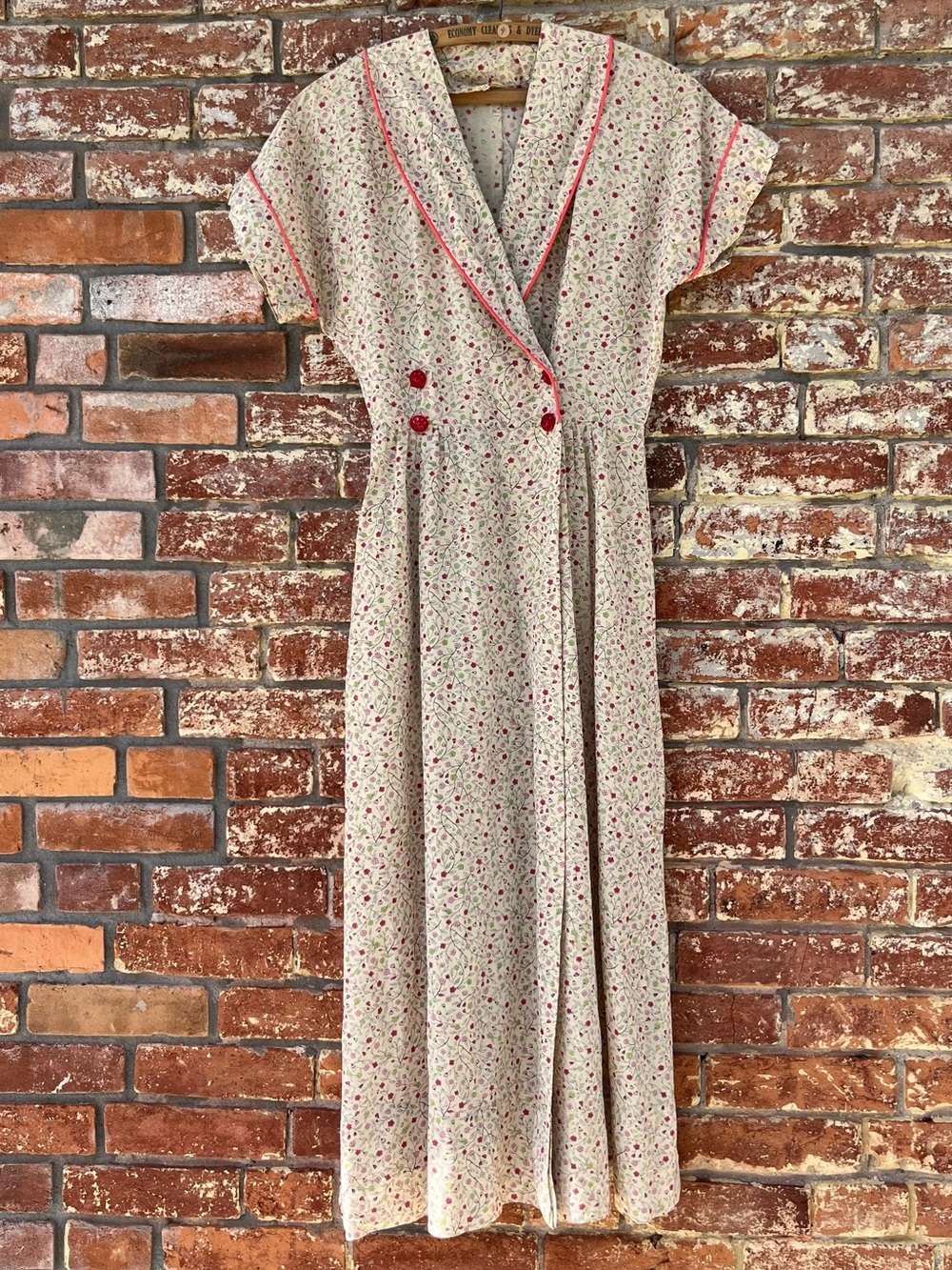 Vintage Antique Art Deco 1940s 40s Rayon Floral Summer Wrap Midi Dress S